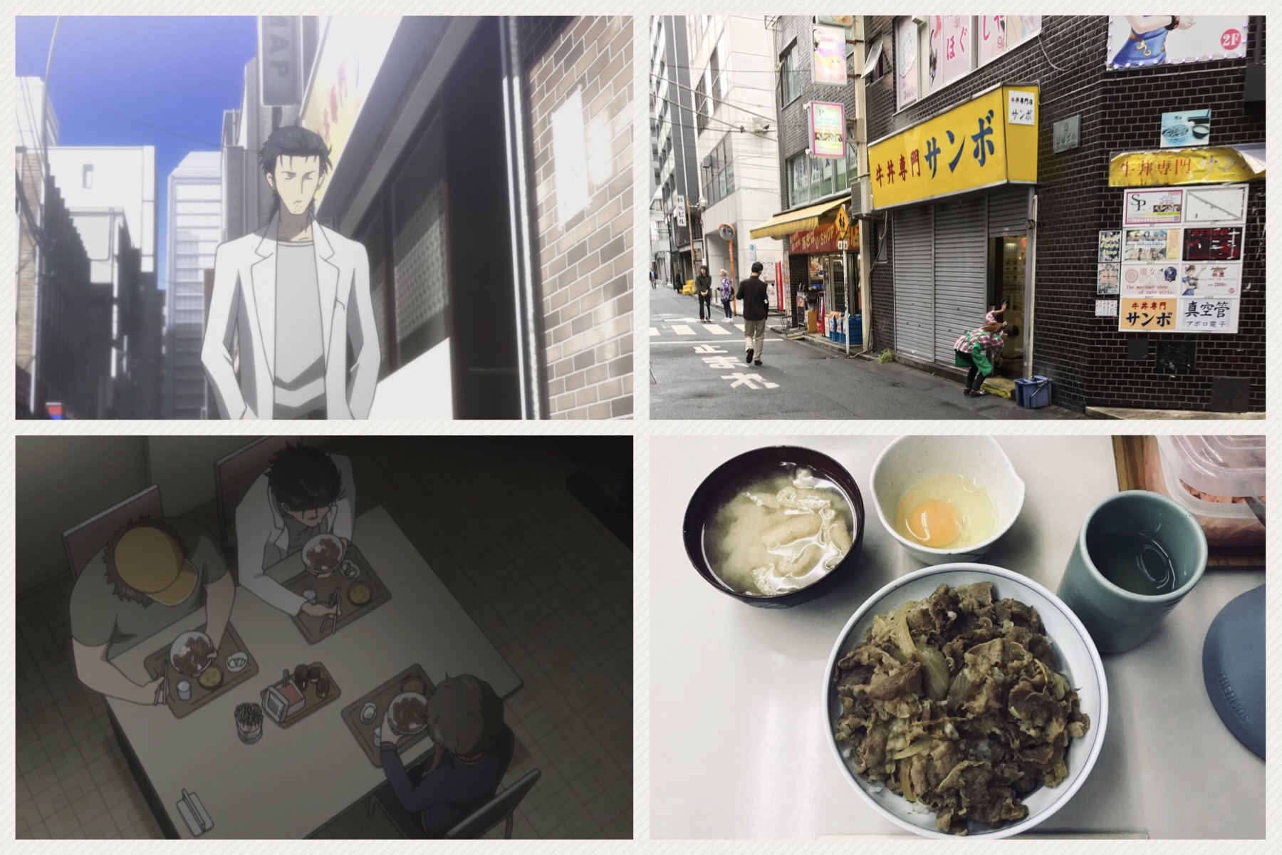 Comparison of stills to real life gyudon